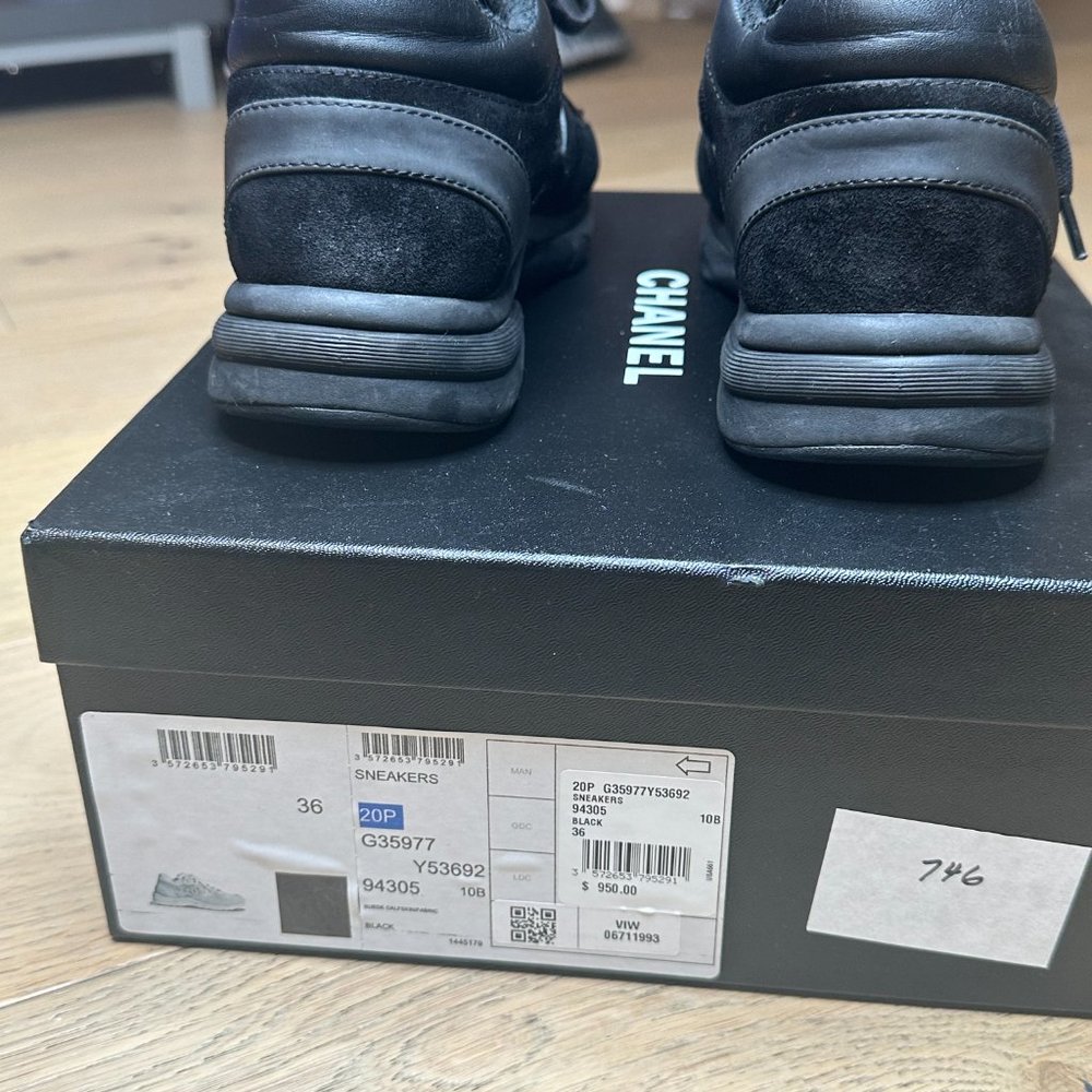 Chanel 15P Black Suede and Leather Sneakers - Picture 11 of 12